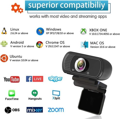 HZQDLN HD Webcam 1080P USB Desktop Laptop Camera with Clip - Picture 3 of 11