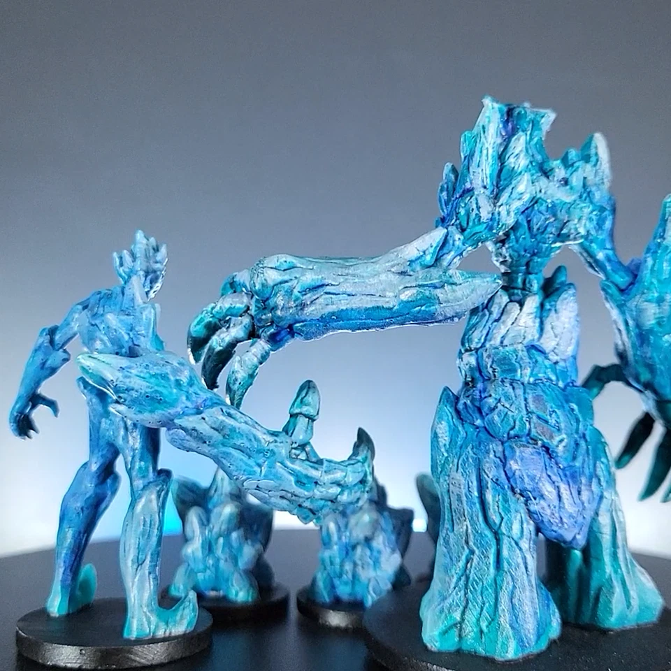 Hand Painted Ice Elemental Family Set of 5 for Pathfinder and DnD - Image 3 of 4