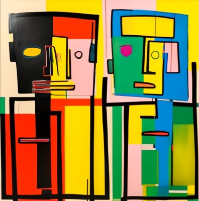 Naive Abstrakt Figurative Expressionismus  J 31  120x120 XXL Format Alu Dibond
