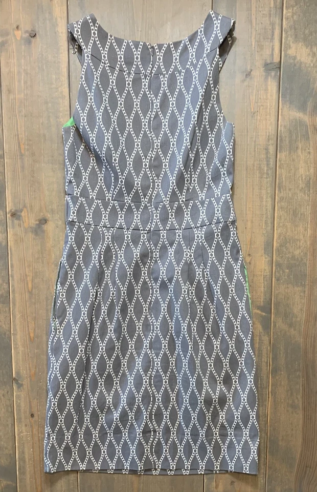 Vestido Vaina Para Mujer Robbie Bee Sin Mangas Estampado Geométrico Gris/Blanco Forrado Talla:4 Foto 4 de 4