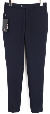 MASSIMO DUTTI Super 120's Wool Hose Herren US 30 Slim Nadelstreifen Dunkelblau