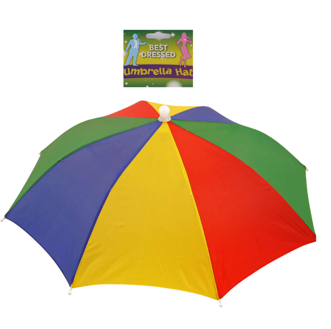 Rainbow Umbrella Hat - Fantastic for festivals and outdoor events. Foldable Hat