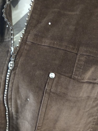 NWT women's QUAKER FACTORY brown corduroy jacket with bling zipper - SIZE LARGE - Picture 8 of 15