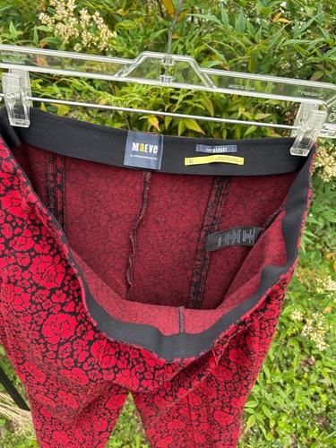 Anthropologie Maeve The Margot XL Pantaloni Cropped Kick-Flare Nero e Rosso Rose - Foto 9 di 12