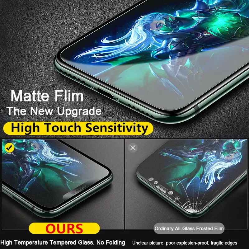 Screen Protector For iphone 15 14 12 13 11 X XS 6 8 7 XR SE Matte Tempered  Glass