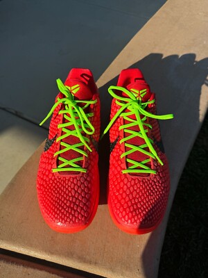 Kobe VI PROTRO Bright Crimson/Black, Size 12 ( Kobe 6 PROTRO REVERSE GRINCH)