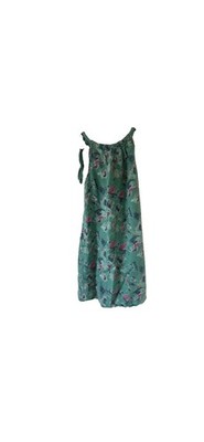 Bellambra XL Italy Green Watercolor Abstract Print 100% Linen Halter Mini Dress
