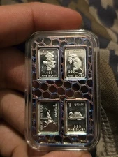 X4 Lot Of 1 gram Silver Bar Holder- Vintage Custom Bar Holder 3d Printed Holds 8