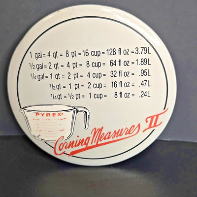 Pyrex Corning Measuring Conversion Magnet Refrigerator Vintage Kitchen 1990