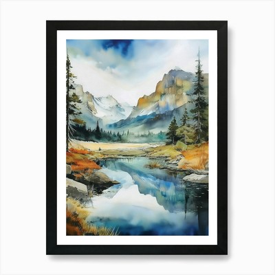 Lake reflection, forest lake, fores Framed Wall Art Poster Canvas Print Picture