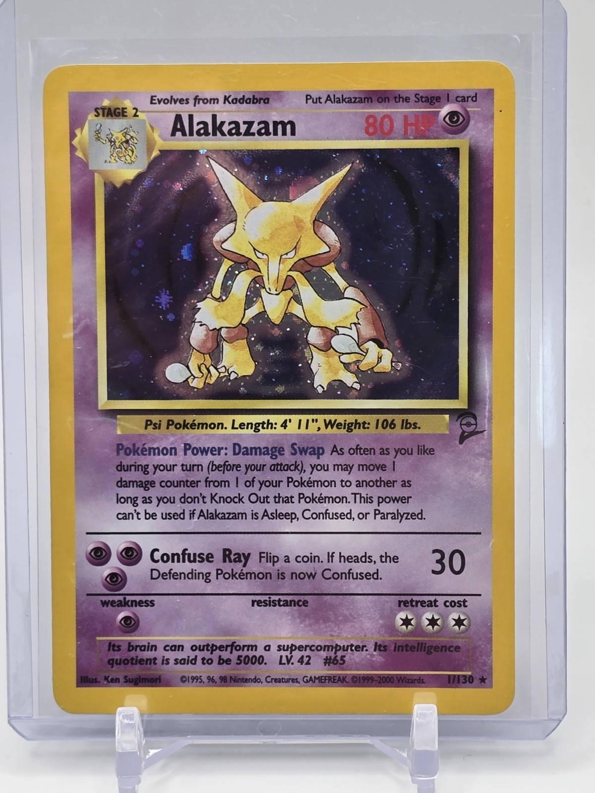 Alakazam 1/130 Holo Base Set 2 Pokemon WOTC LP