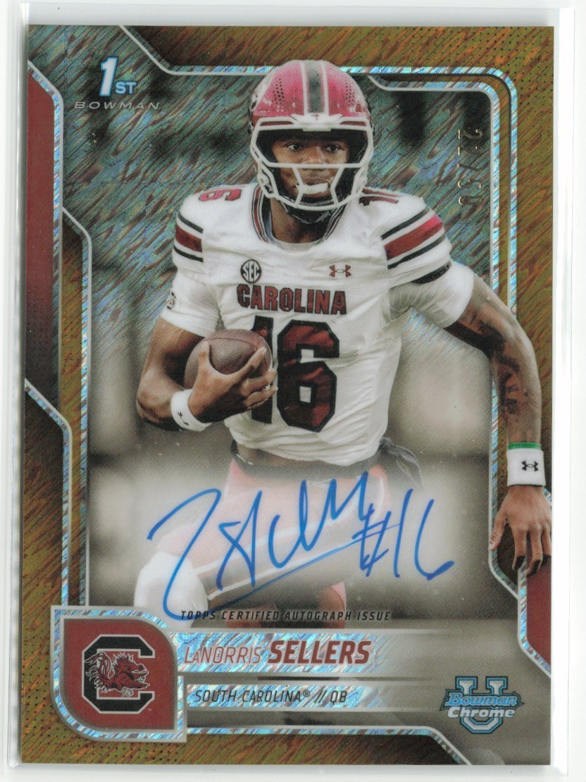 2025 Bowman Chrome University LaNorris Sellers #BCA-LNS Gold Shimmer Auto /50