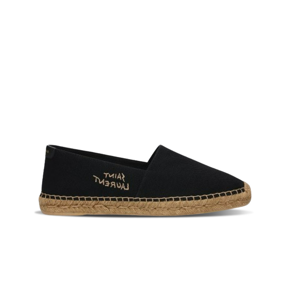 Saint Laurent Logo Embroidered Espadrille Black Official