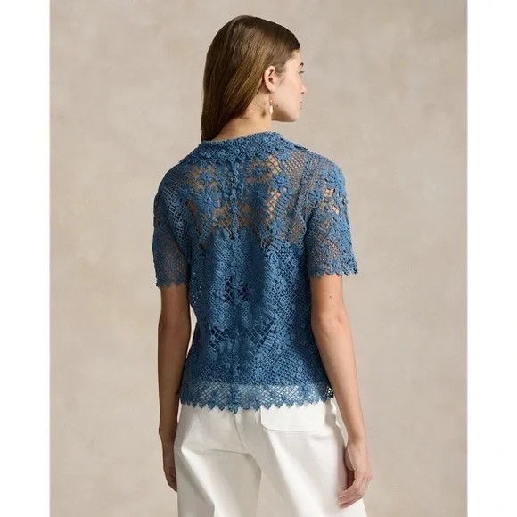 NWT Ralph Lauren Polo crochet top blouse shirt thumbnail 5