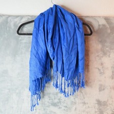 Blue Pashmina Shawl Wrap Womens Fringe Viscose Scarf Lightweight Soft Cozy