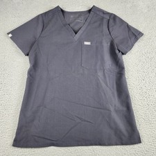 Figs Scrub Top Womens Extra Small Gray Casma Three Pocket Nurse Work Wear