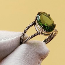 Handmade Peridot Gemstone Ring, 925 Sterling Silver Peridot Statement Ring.
