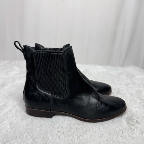 UGG size 6 black leather Jo Chelsea pull on ankle boots women's - Bild 3 von 9