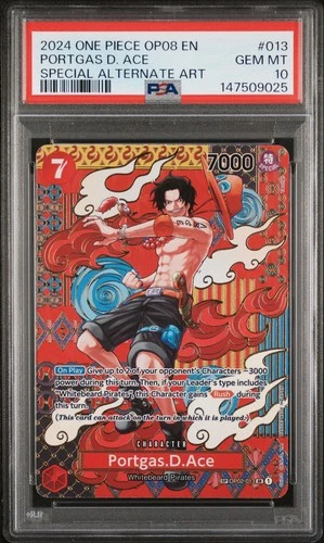 PORTGAS D. ACE - OP08 (SP) OP02-013 TWO LEGENDS FOIL - PSA 10
