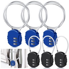 6 Pieces Cable Locks 3 Digit Combination Locks Waterproof Cable Luggage Trave...