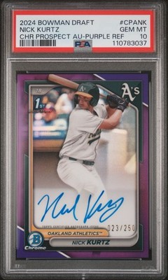 Nick Kurtz 2024 Bowman Draft Auto Purple Refractor /250 PSA 10