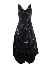 Calvin Klein Women's High-Low Sequin-Embellished Gown (4, Black Multi)