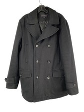 Banana Republic Mens Black Wool Pea Coat Medium