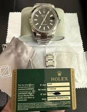 2013 ROLEX DATEJUST II 116334 18K FLUTED BEZEL BLACK DIAL 41mm AUTOMATIC 2
