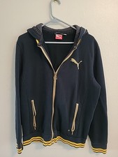Puma Metal Baseball Hooded Zip Jacket Mens Medium Black Gold Style : 564822