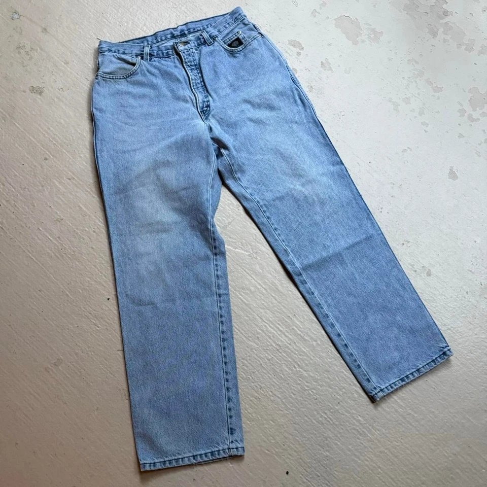 Jeans masculino vintage anos 90 Harley Davidson lavagem leve 32x29 - Imagem 4 de 4