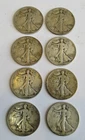 Lot of 8  Walking Liberty Half Dollars