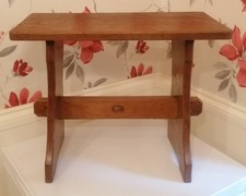 Acornman Alan Grainger Oak Stool Featureing A Signature Carved acorn 
