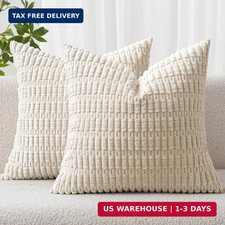 MIULEE Pack of 2 Corduroy Decorative Throw Pillow Covers 18x18 Inch Soft Boho St