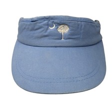 Unbranded Slideback Visor Hat Blue One Size Adjustable Embroidered Moon
