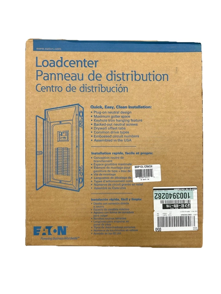 CH Eaton BRP12L125R Loadcenter, 125A MLO, 120/240V, 1PH3W, 12/24N3R- E1905-NEW-B - Image 2 of 3