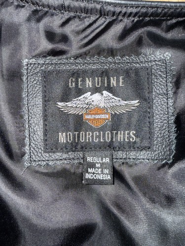 Harley-Davidson Leather Vest Mens M Genuine Cowhide Black Biker Lace Sides Clean