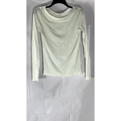 GAP Women's White Solid Boatneck Long Sleeve Favorite Tee SZ S