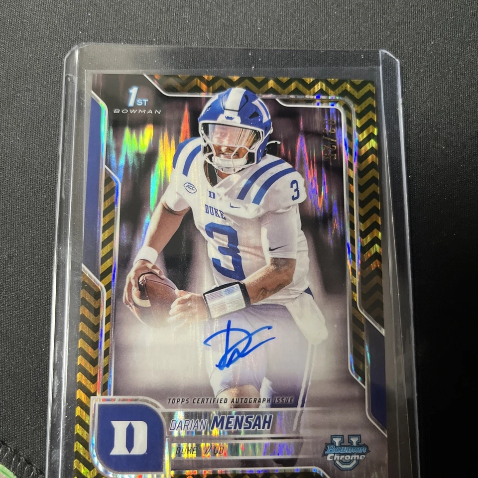 2025 Bowman U Chrome Darian Mensah Black And Gold Auto /25 Duke QB - Image 3 of 4