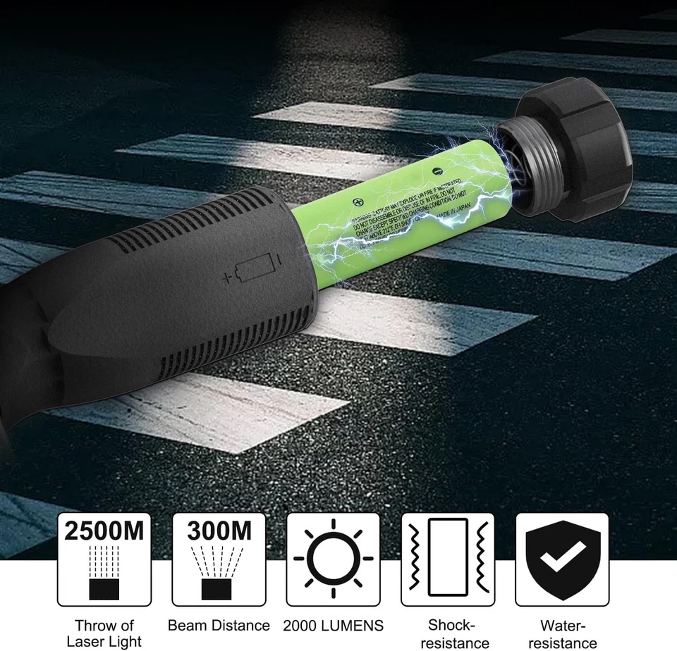 2000LM Tactical Flashlight Green Rifle Pistol Laser Light Combo Rechargeable New - Изображение 3 из 4