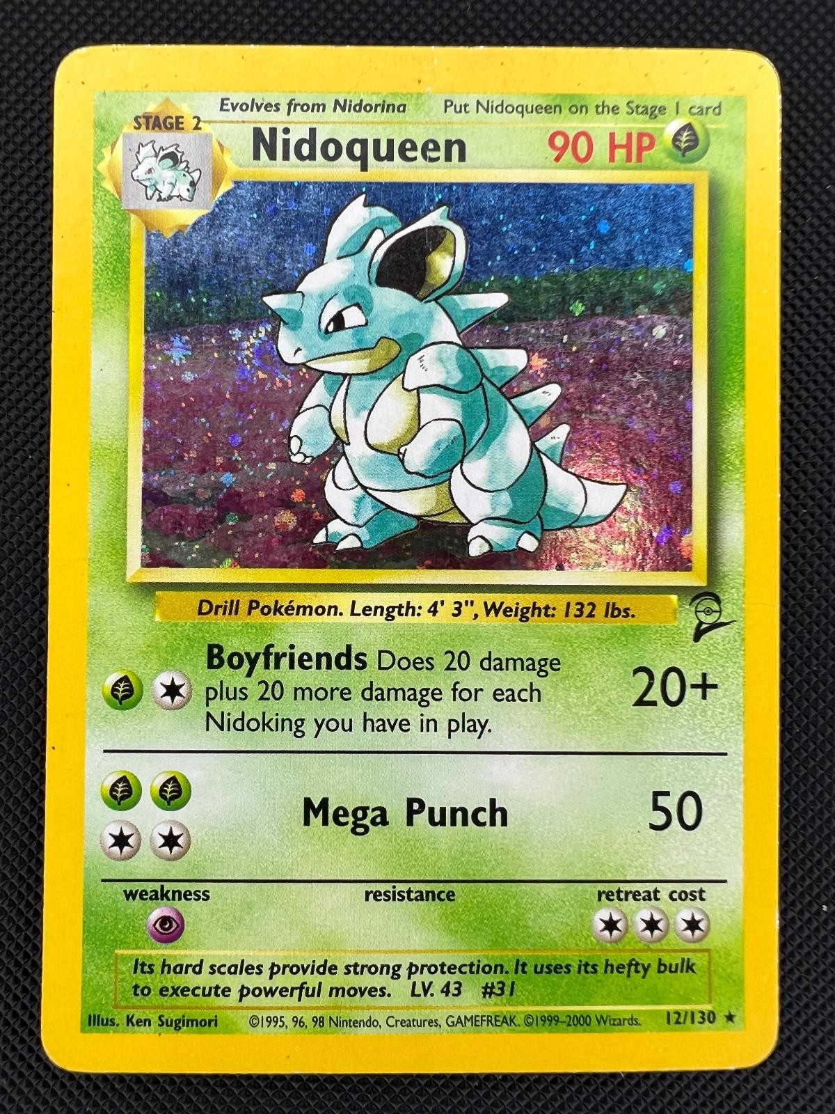 Nidoqueen Base Set 2 Holo Rare Pokemon HP 12/130 SWIRL