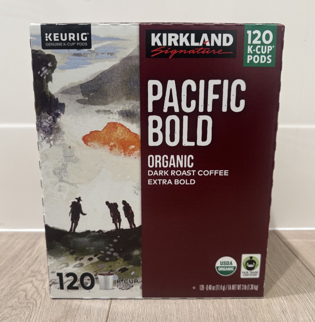 Kirkland Signature PACIFIC BOLD Organic Dark Roast Coffee - 120 Count K-Cup Pods