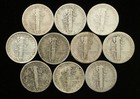 10pc Denver Mint Mercury Dime Lot 1918-1931 Fine-VF 90% Silver (#SLC00436) — photo 2