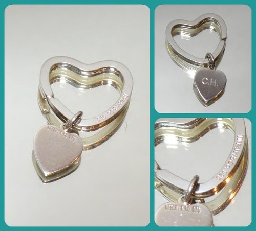 TIFFANY & CO. STERLING SILVER HEART KEY RING PENDANT CHARM 925 VINTAGE LOVE