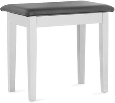 Stagg Highgloss White Piano Bench w/ Black Vinyl Top Storage Compartment