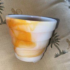 Akro Agate Glass Cup Mcm Decor Planter 2 3/4  