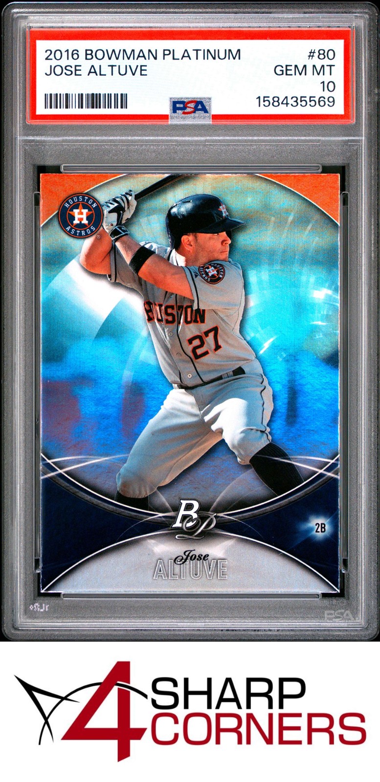2016 BOWMAN PLATINUM #80 JOSE ALTUVE ASTROS POP 3 PSA 10