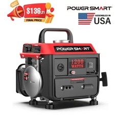 PowerSmart Gas Generator 1200W, 5H Runtime, 120 AC & 12V DC Output, Lightweight