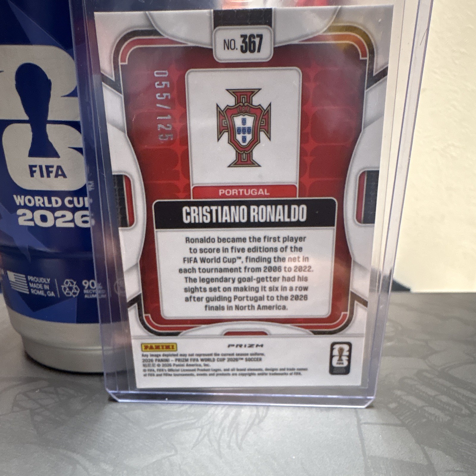 CRISTIANO RONALDO 2026 Panini Prizm FIFA World Cup Orange Wave 055/125 Portugal. view 3