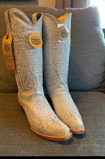 Corral Ladies White Embroidery  Crystals Snip Toe Western Boots C4103 Size 8