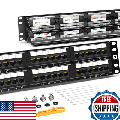 AMPCOM Premium Series CAT5/5e 48 Ports Patch Panel, Rack Mount - 2U, 19 inch, RJ